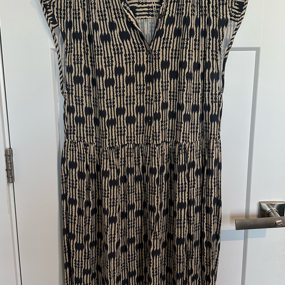 Hartford Blue and Cream Midi Dress